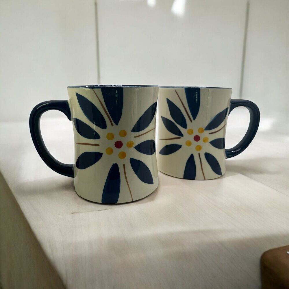 Temptations Old World Blue 16oz Coffee Tea Mugs Set of 2